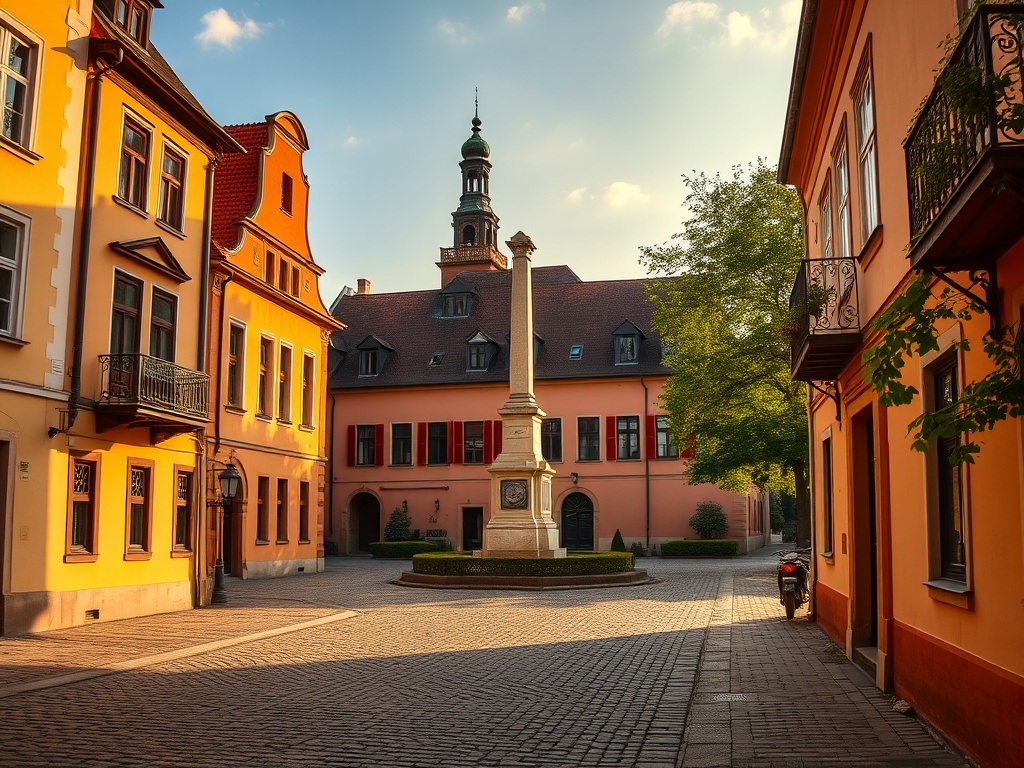 Widok na Wojkowice z charakterystyczną zabudową i krajobrazem przemysłowym w tle.