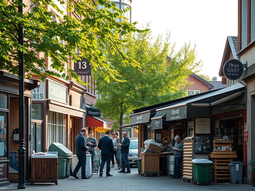 Mapa Wojkowic z zaznaczonymi terenami przemysłowymi i drogami dojazdowymi, symbolizująca rynek pracy.